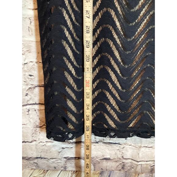 Emma & Michele Dress Womens Medium Black All Over Embroidered Lace Stretch - Picture 11 of 15